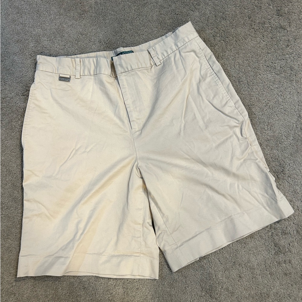 Lauren Ralph Lauren Women’s Cargo Shorts Tan Khaki Size 10 Cotton Utility Shorts